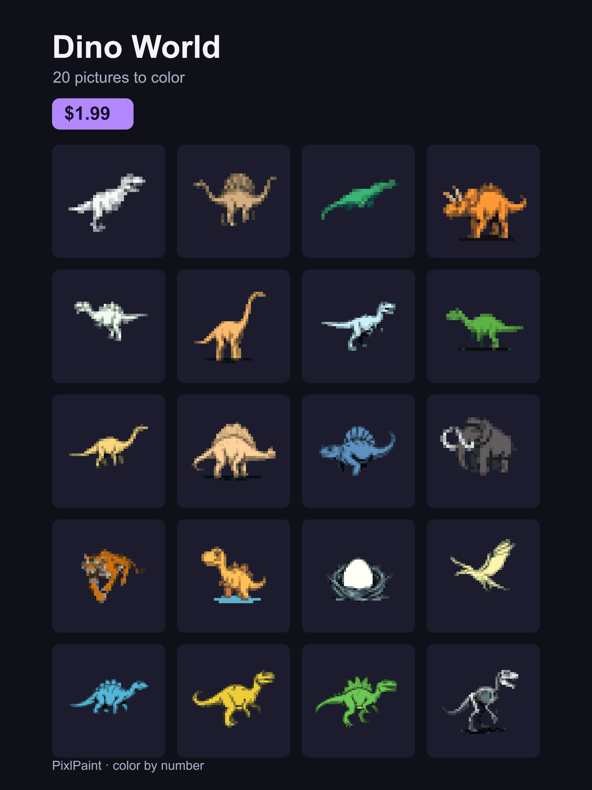Dino World pack — 20 dinosaur pictures